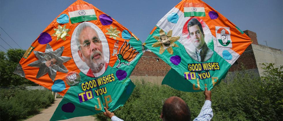 A kitemaker displays customised kites made ahead of the Lok Sabha elections results 2019, in Amritsar on May 22, 2019. PTI Photo A kitemaker displays customised kites made ahead of the Lok Sabha elections results 2019, in Amritsar on May 22, 2019. PTI Photo