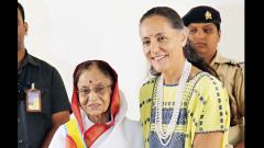 Former president Pratibha Patil (L) being conferred the award by Melba Pria, Mexican Ambassador to India, at MCCIA on Saturday. Former president Pratibha Patil (L) being conferred the award by Melba Pria, Mexican Ambassador to India, at MCCIA on Saturday.