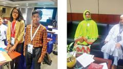 (Left) (L to R) Saksham, Anjali and Gurushiv. (Right) Naqiya Saifee and Husain Abbasi, educator with MSBD. (Left) (L to R) Saksham, Anjali and Gurushiv. (Right) Naqiya Saifee and Husain Abbasi, educator with MSBD.