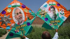 A kitemaker displays customised kites made ahead of the Lok Sabha elections results 2019, in Amritsar on May 22, 2019. PTI Photo A kitemaker displays customised kites made ahead of the Lok Sabha elections results 2019, in Amritsar on May 22, 2019. PTI Photo