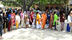 Voters stand in a queue to cast their vote in Faridabad in Haryana on May 12, 2019. AFP Photo Voters stand in a queue to cast their vote in Faridabad in Haryana on May 12, 2019. AFP Photo