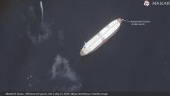Satellite image provided by Maxar Technologies shows the Saudi-flagged oil tanker Amjad off the coast of Fujairah, United Arab Emirates on May 13, 2019. AP/PTI Photo Satellite image provided by Maxar Technologies shows the Saudi-flagged oil tanker Amjad off the coast of Fujairah, United Arab Emirates on May 13, 2019. AP/PTI Photo