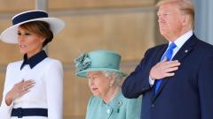 Queen Elizabeth II stands with US President Donald Trump and First Lady Melania Trump as they listen to the US national anthem during a welcome ceremony at Buckingham Palace in London on June 3, 2019. AFP Photo Queen Elizabeth II stands with US President Donald Trump and First Lady Melania Trump as they listen to the US national anthem during a welcome ceremony at Buckingham Palace in London on June 3, 2019. AFP Photo