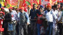 Farmers marching to Parliament stopped some distance away Farmers marching to Parliament stopped some distance away
