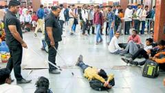 Bouncers of private company drive away miscreants from Pune station Bouncers of private company drive away miscreants from Pune station