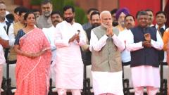 Narendra Modi gestures during his swearing-in ceremony for his second term as Indian Prime Minister at the Rashtrapati Bhavan in New Delhi on May 30, 2019. AFP Photo Narendra Modi gestures during his swearing-in ceremony for his second term as Indian Prime Minister at the Rashtrapati Bhavan in New Delhi on May 30, 2019. AFP Photo