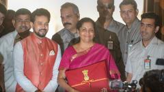 Sitharaman dumps Budget briefcase for 'bahi khaata' Sitharaman dumps Budget briefcase for 'bahi khaata'