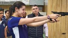 Olympic medallist Narang gives shooting tips to Marin Olympic medallist Narang gives shooting tips to Marin