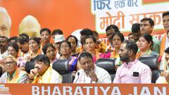 BJP leaders Kailash Vijaivargiya and Mukul Roy with two Trinamool Congress and one CPM legislator, who joined BJP along with 60 councillors from three civic bodies in West Bengal, in New Delhi on May 28, 2019. PTI Photo BJP leaders Kailash Vijaivargiya and Mukul Roy with two Trinamool Congress and one CPM legislator, who joined BJP along with 60 councillors from three civic bodies in West Bengal, in New Delhi on May 28, 2019. PTI Photo