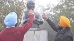 Former PM Rajiv Gandhi's statue vandalised in Ludhiana Former PM Rajiv Gandhi's statue vandalised in Ludhiana