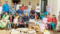 Medical camp volunteers with residents in Sangli. Medical camp volunteers with residents in Sangli.
