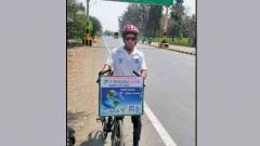 Man pedals for 300 km to spread awareness on water conservation Man pedals for 300 km to spread awareness on water conservation