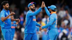 India's captain Virat Kohli celebrates with his players after victory in the 2019 Cricket World Cup group stage match between India and Australia at The Oval in London on June 9, 2019. AFP Photo India's captain Virat Kohli celebrates with his players after victory in the 2019 Cricket World Cup group stage match between India and Australia at The Oval in London on June 9, 2019. AFP Photo