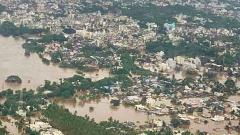 Chopper to drop relief material in flood-hit Sangli district Chopper to drop relief material in flood-hit Sangli district